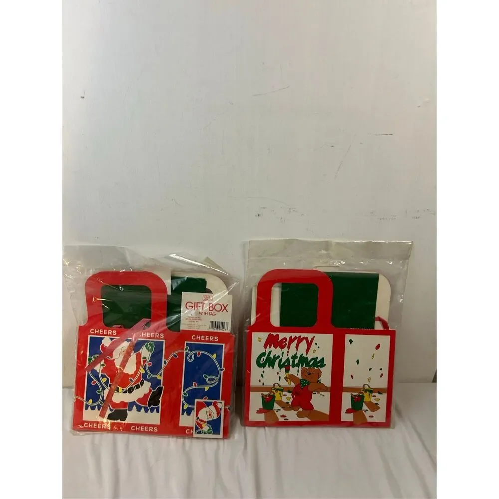 2‎ Vintage Jeanmarie Creations Ink Christmas gift boxes new USA 1988 Bear/Santa